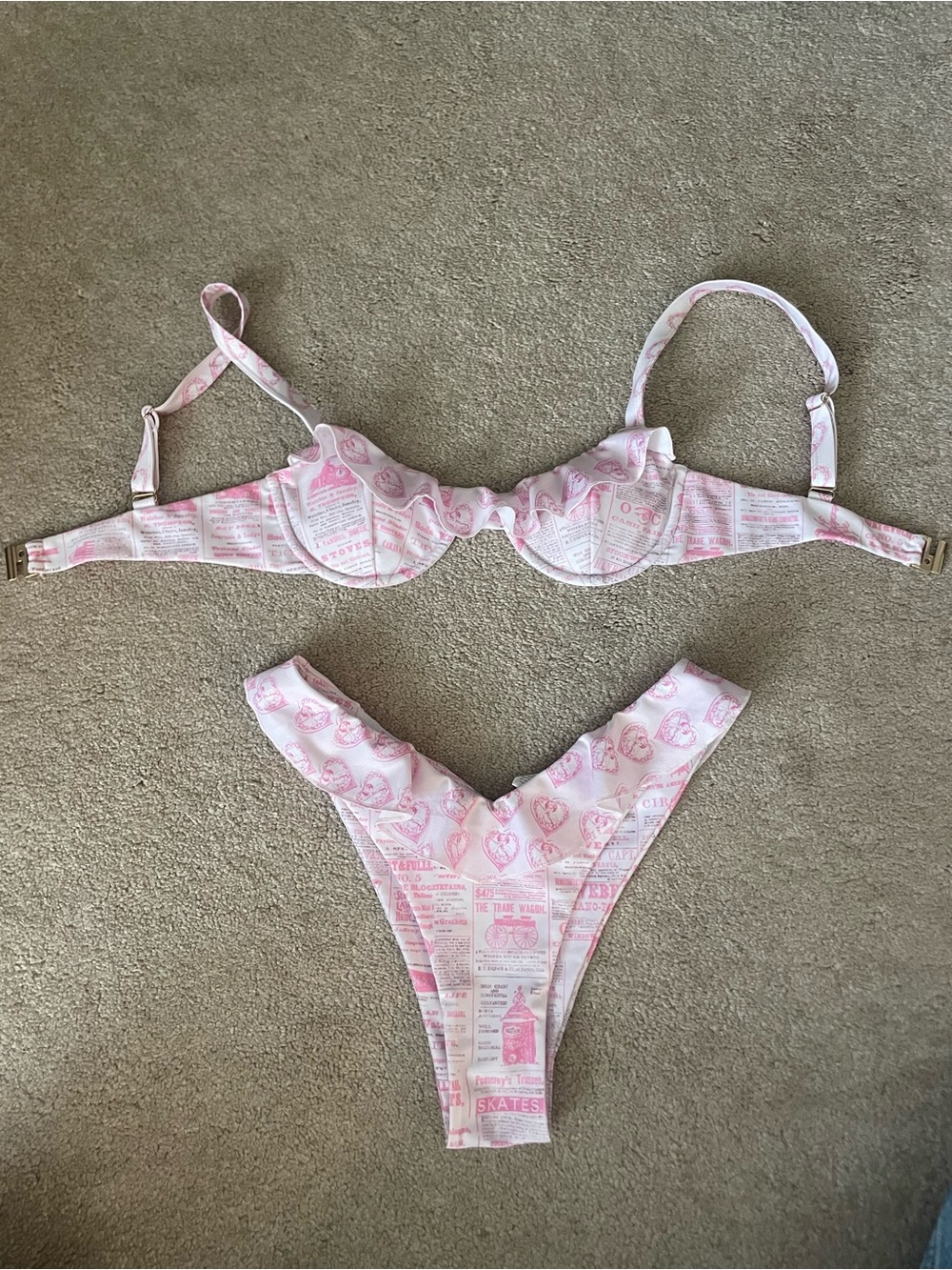 Strawberry Milk Mob Pink Heart-Print Bikini Bottoms